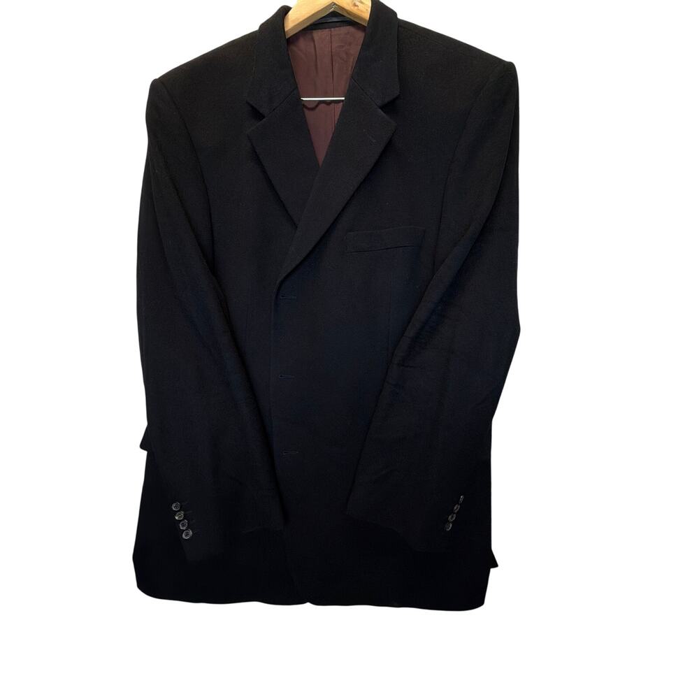 Sarar Mens‎ 52R Blazer Jacket Loro Piana Superfine Wool Black 3 Button Italy